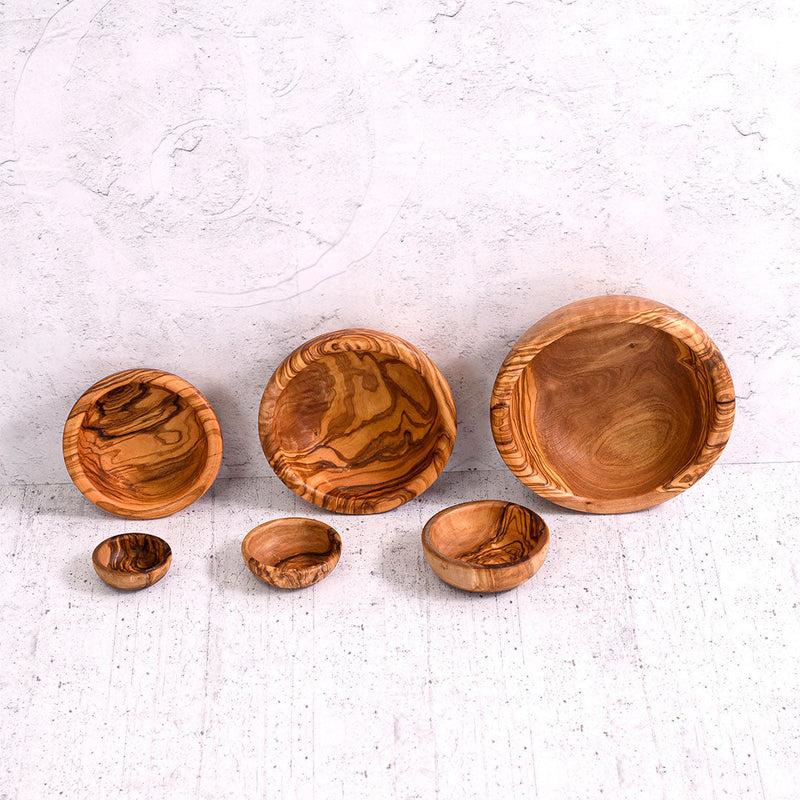 Olive Wood Mini Bowls Set – Sauce & Appetizer Serving Set