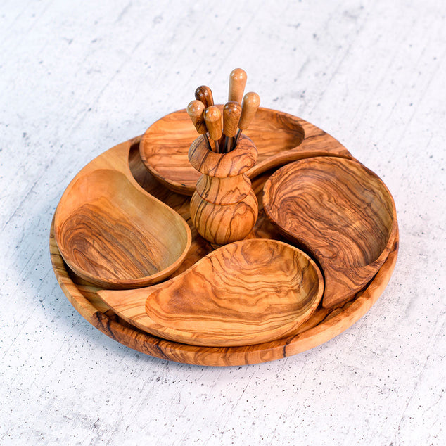 Set Apericena – Olive Wood Sauce & Jam Serving Set